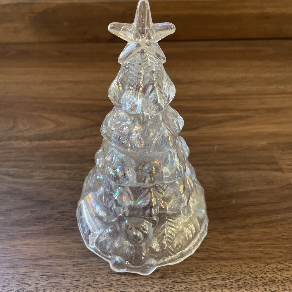 VINTAGE IRIDESCENT CARNIVAL ART GLASS CHRISTMAS TREE AURORA BOREALIS